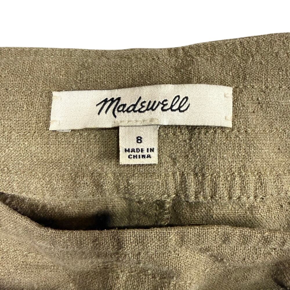 Madewell Portside Faux Wrap Silk Skirt Women's Olive Green Knee Length - Size 8 - Picture 8 of 10